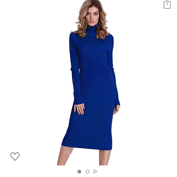 cobalt blue bodycon midi dress